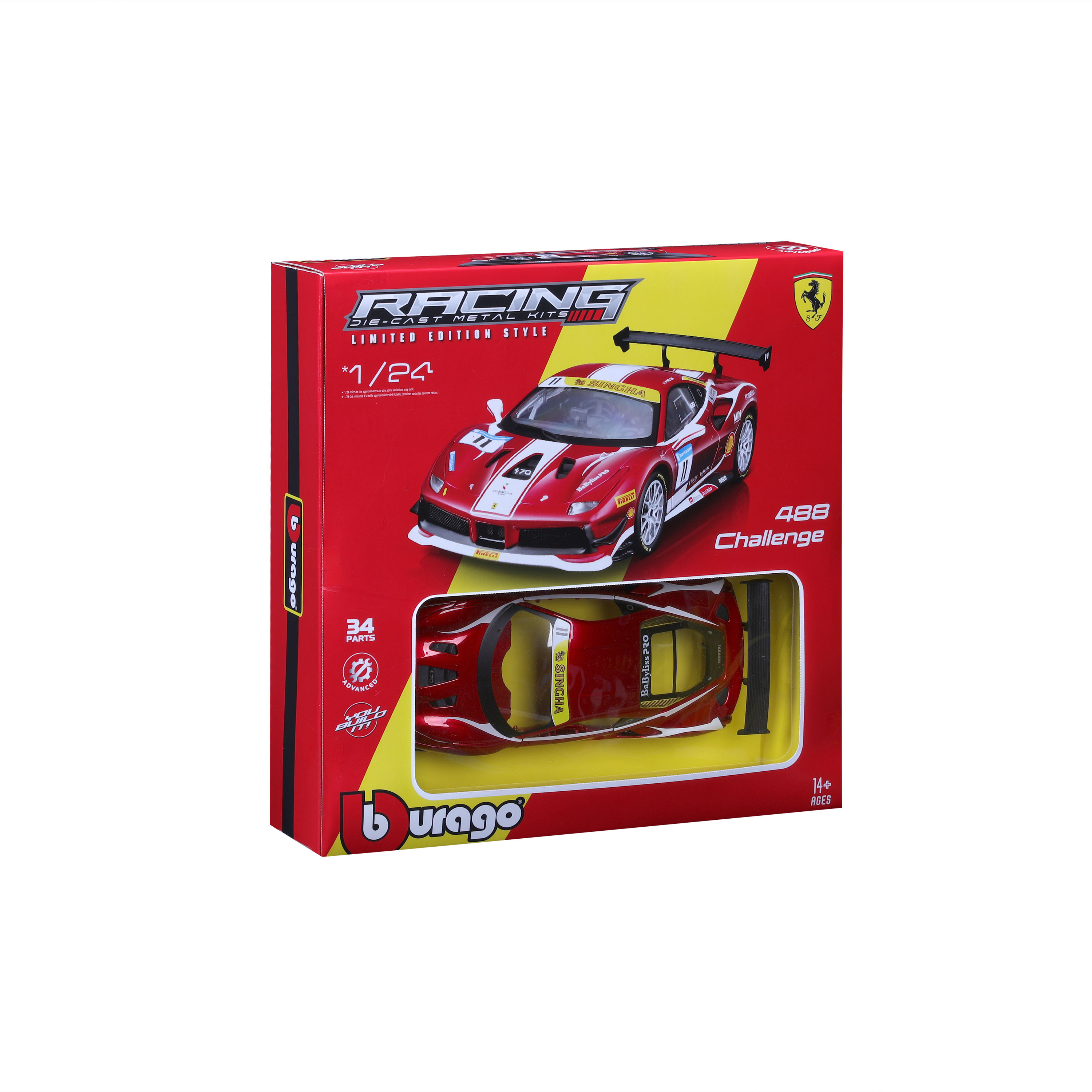 Ferrari Racing Model Kit 488 Challenge Red #11 With Stand 1:24