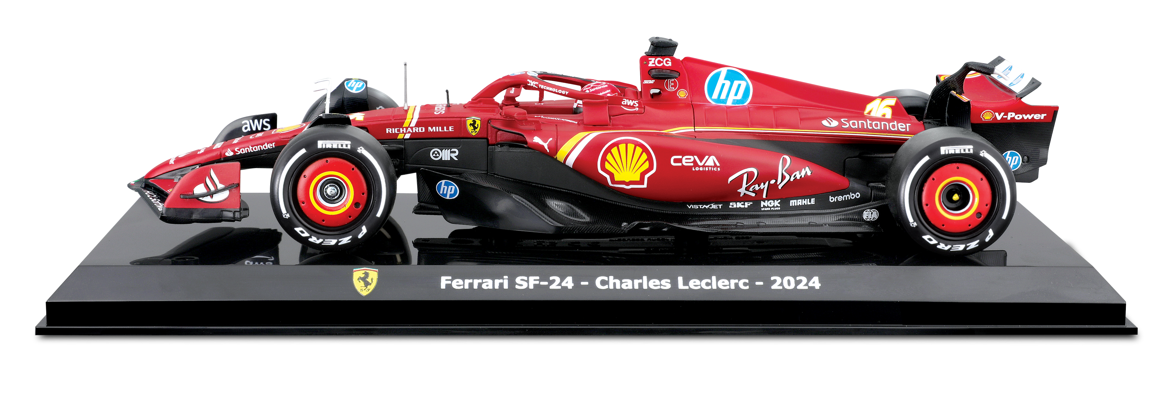Ferrari Formula Model Kit Sf 24 With Helmet & Plastic Stand 1:24