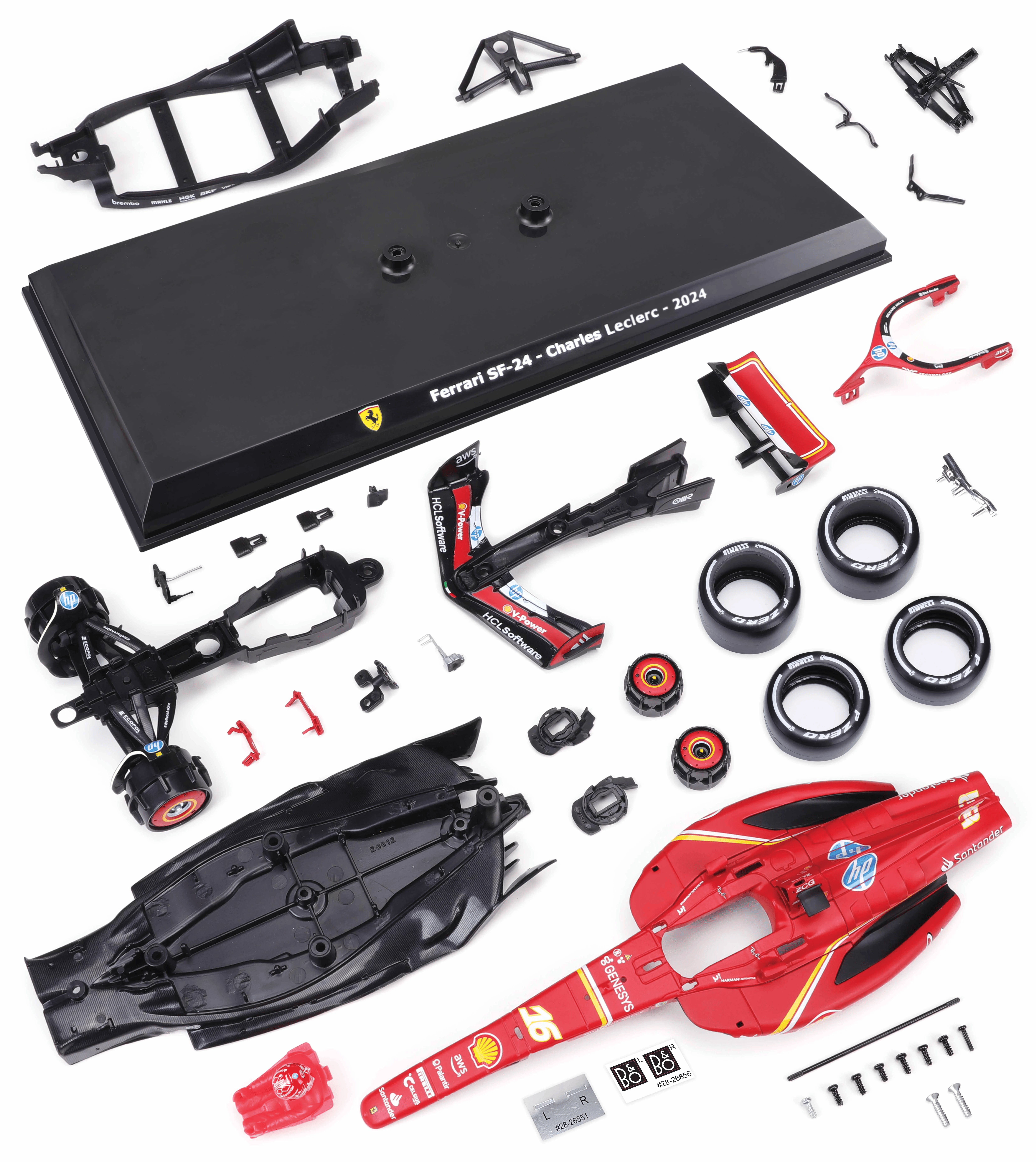 Ferrari Formula Model Kit Sf 24 With Helmet & Plastic Stand 1:24