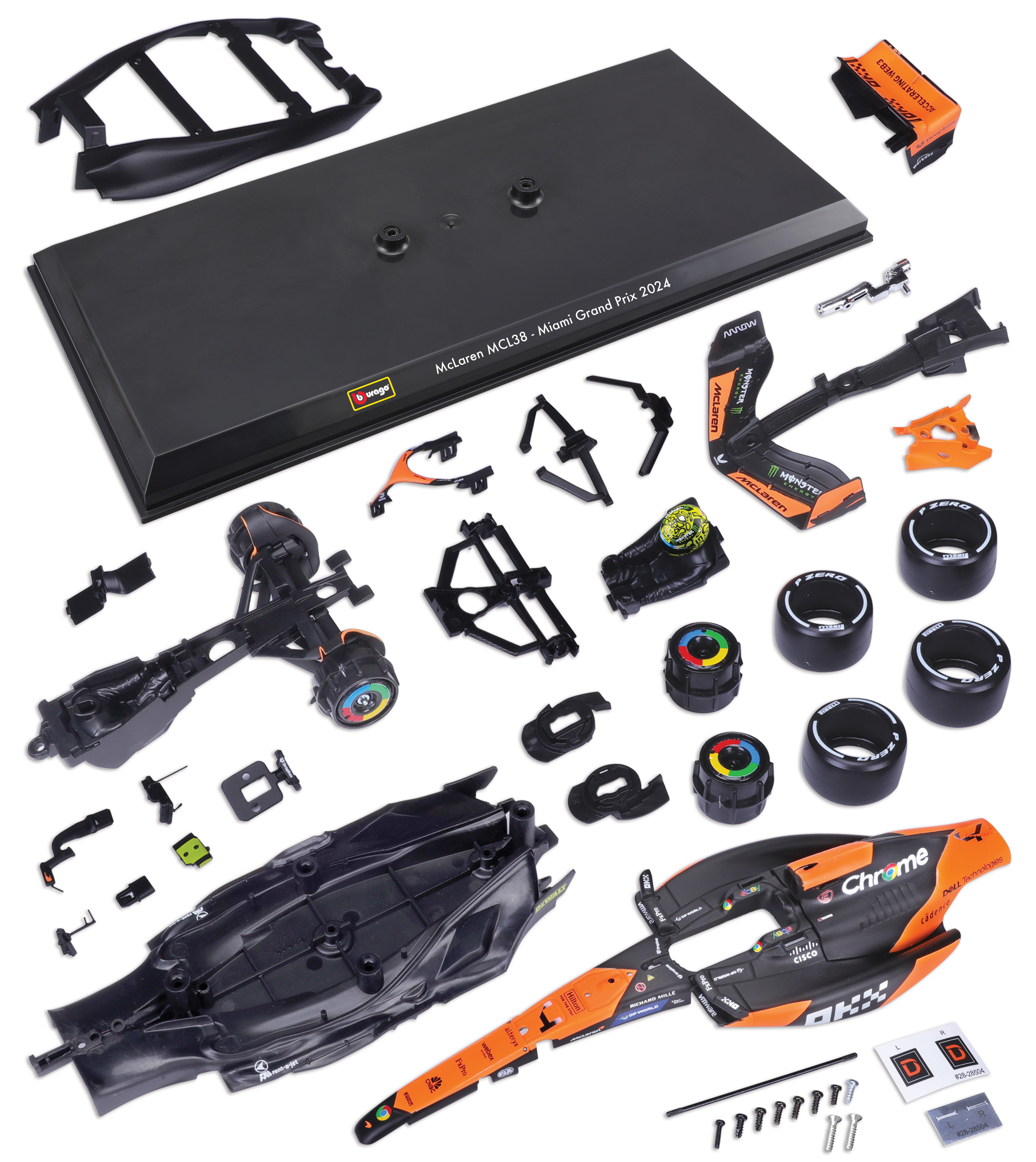 Formula Model Kit Mclaren Mcl38 With Helmet & Plastic Stand 1:24