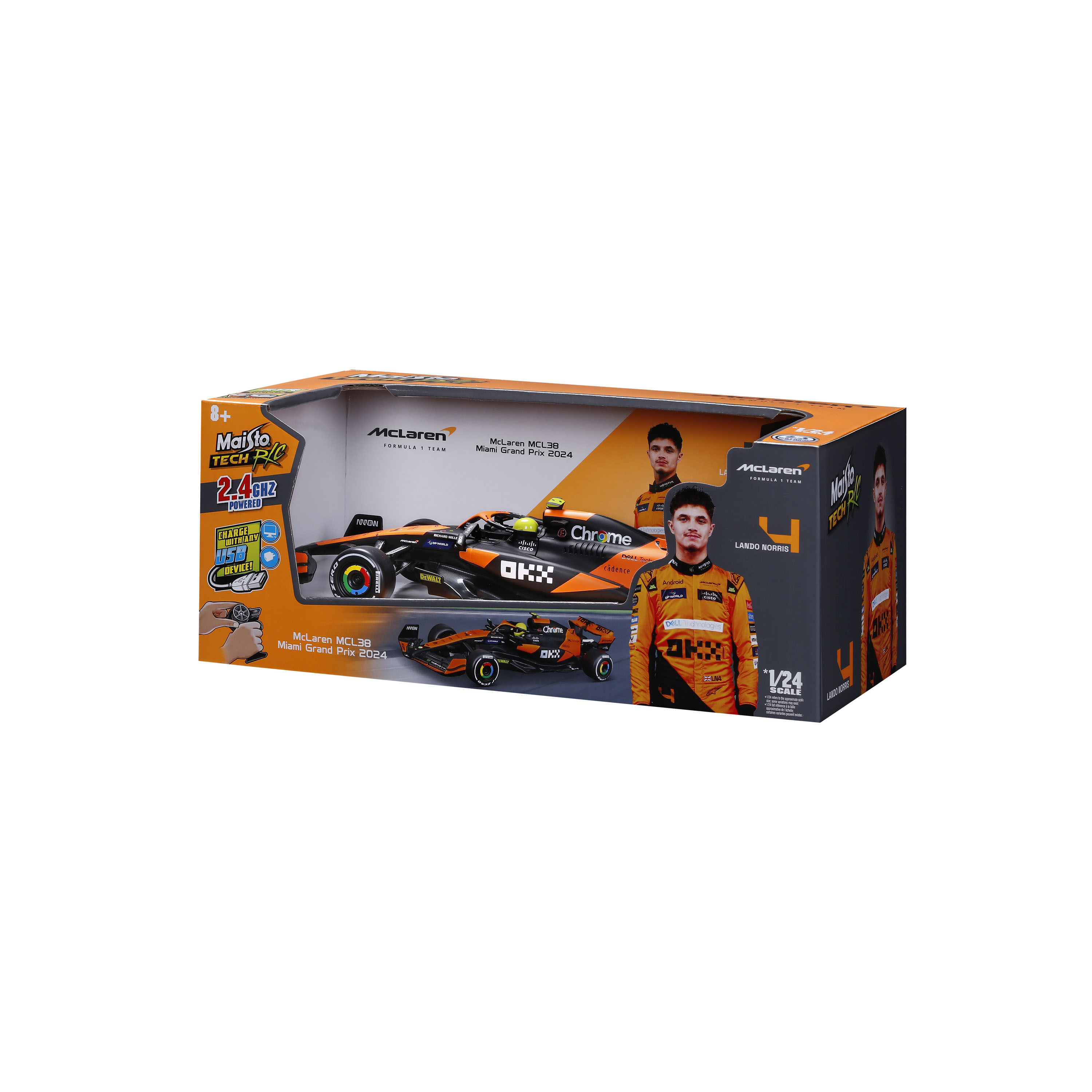 McLaren F1 MCL38 (Miami GP) – დისტანციურად მართვადი სათამაშო 1/24 ხედი 2